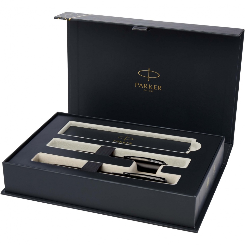 Logo trade corporate gifts picture of: Parker IM achromatic ballpoint and rollerball pen set with gift box