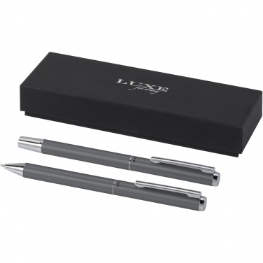Logo trade promotional products image of: Lucetto recycled aluminium ballpoint and rollerball pen gift set