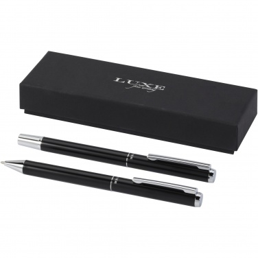 Logotrade promotional items photo of: Lucetto recycled aluminium ballpoint and rollerball pen gift set