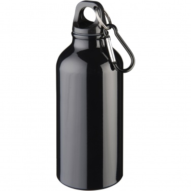 Logo trade corporate gifts image of: Oregon 400 ml RCS certified recycled aluminium water bottle with carabiner