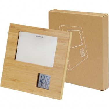 Logo trade promotional item photo of: Sasa bamboo photo frame with thermometer