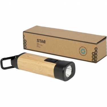 Logotrade promotional gifts photo of: Kuma bamboo/RCS recycled plastic torch with carabiner