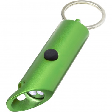 Logo trade promotional items image of: Flare RCS recycled aluminium IPX LED light and bottle opener with keychain
