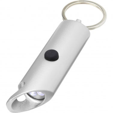 Logo trade promotional giveaways image of: Flare RCS recycled aluminium IPX LED light and bottle opener with keychain