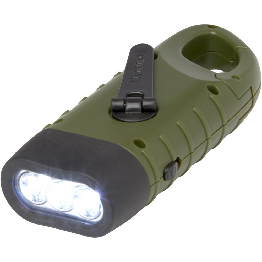 Logotrade promotional gift image of: Helios recycled plastic solar dynamo flashlight with carabiner