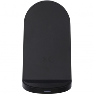 Logo trade advertising products image of: Loop 15W dual coil RCS recycled plastic wireless charging stand