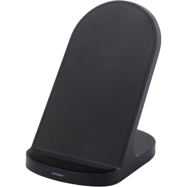 Logo trade corporate gifts picture of: Loop 15W dual coil RCS recycled plastic wireless charging stand