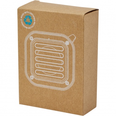 Logotrade promotional giveaway image of: Solo 3W IPX5 RCS recycled plastic solar Bluetooth® speaker with carabiner 