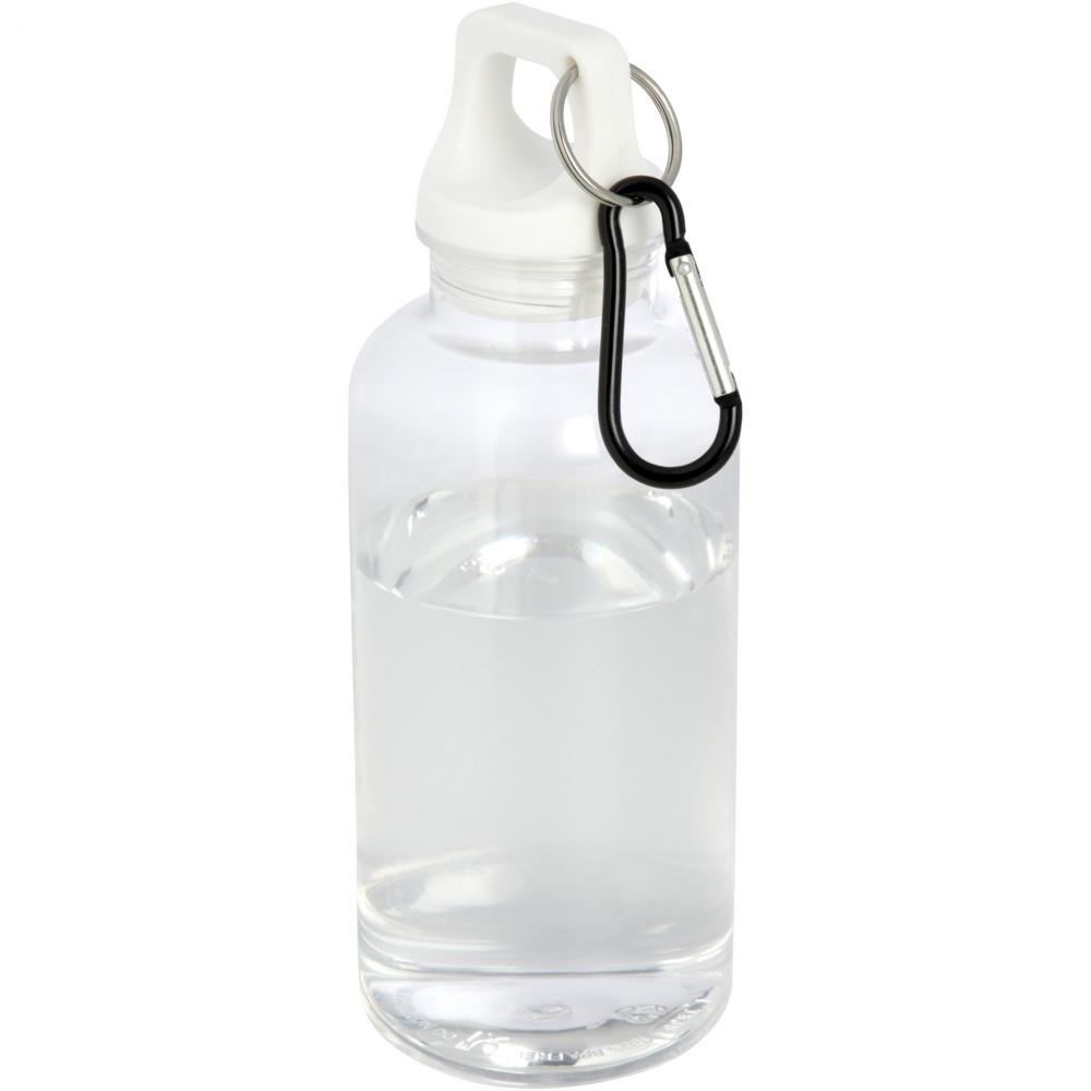 Logo trade promotional products image of: Oregon 400 ml RCS certified recycled plastic water bottle with carabiner