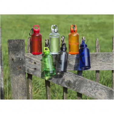 Logo trade promotional gifts image of: Oregon 400 ml RCS certified recycled plastic water bottle with carabiner