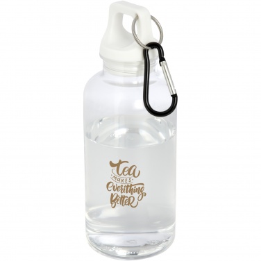 Logo trade promotional item photo of: Oregon 400 ml RCS certified recycled plastic water bottle with carabiner