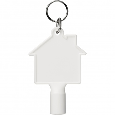 Logo trade corporate gifts image of: Maximilian house-shaped recycled utility key keychain