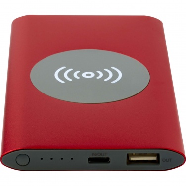 Logo trade promotional merchandise image of: Juice 4000 mAh Type-C recycled aluminium wireless power bank 