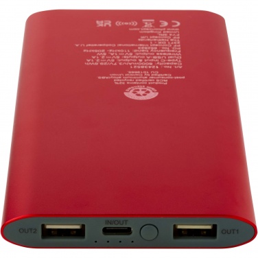 Logo trade advertising products picture of: Juice 8000 mAh Type-C recycled aluminium wireless power bank