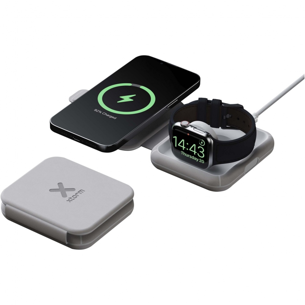 Logo trade promotional product photo of: Xtorm XWF21 15W foldable 2-in-1 wireless travel charger