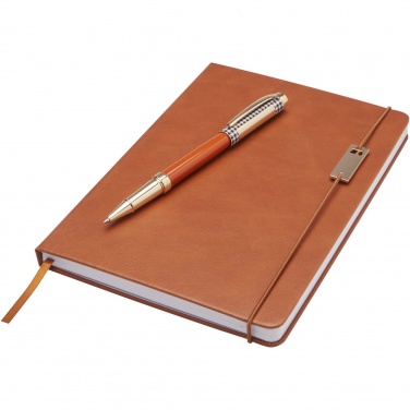 Logo trade promotional giveaway photo of: Legato A5 notebook and rollerball pen set 