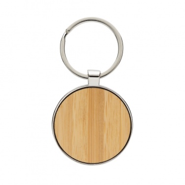 Logo trade business gift photo of: RCS recycled zinc alloy round keychain with bamboo