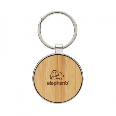 Logo trade advertising products picture of: RCS recycled zinc alloy round keychain with bamboo