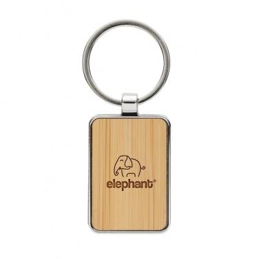 Logo trade promotional merchandise photo of: RCS recycled zinc alloy rectangle keychain with bamboo