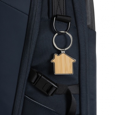 Logo trade promotional gift photo of: RCS recycled zinc alloy house keychain with bamboo