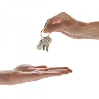 Logo trade promotional gift photo of: RCS recycled zinc alloy radiator key keychain with coin