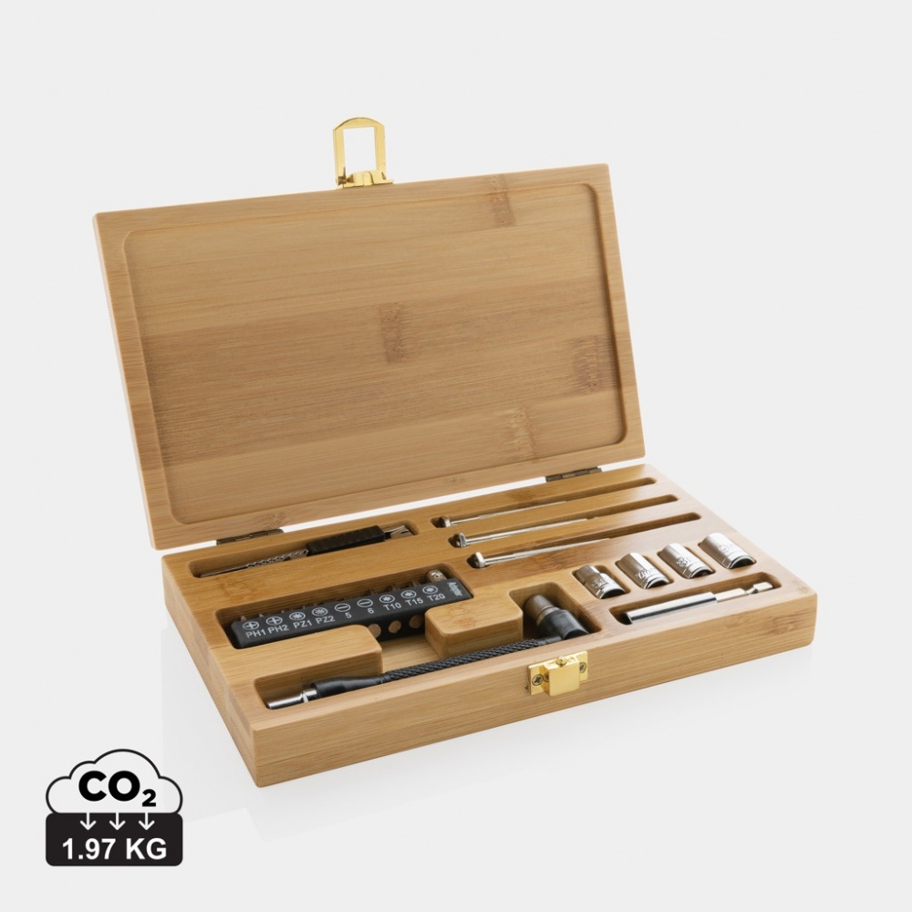 Logotrade corporate gift image of: Carvine 21 pcs bamboo tool set