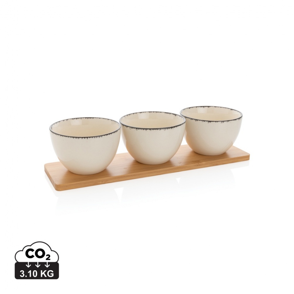 Logotrade advertising product image of: Ukiyo 3pc serving bowl set with bamboo tray