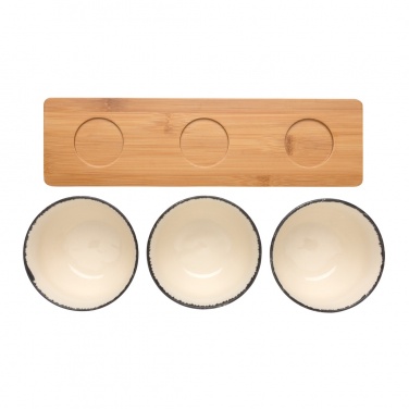 Logotrade business gift image of: Ukiyo 3pc serving bowl set with bamboo tray