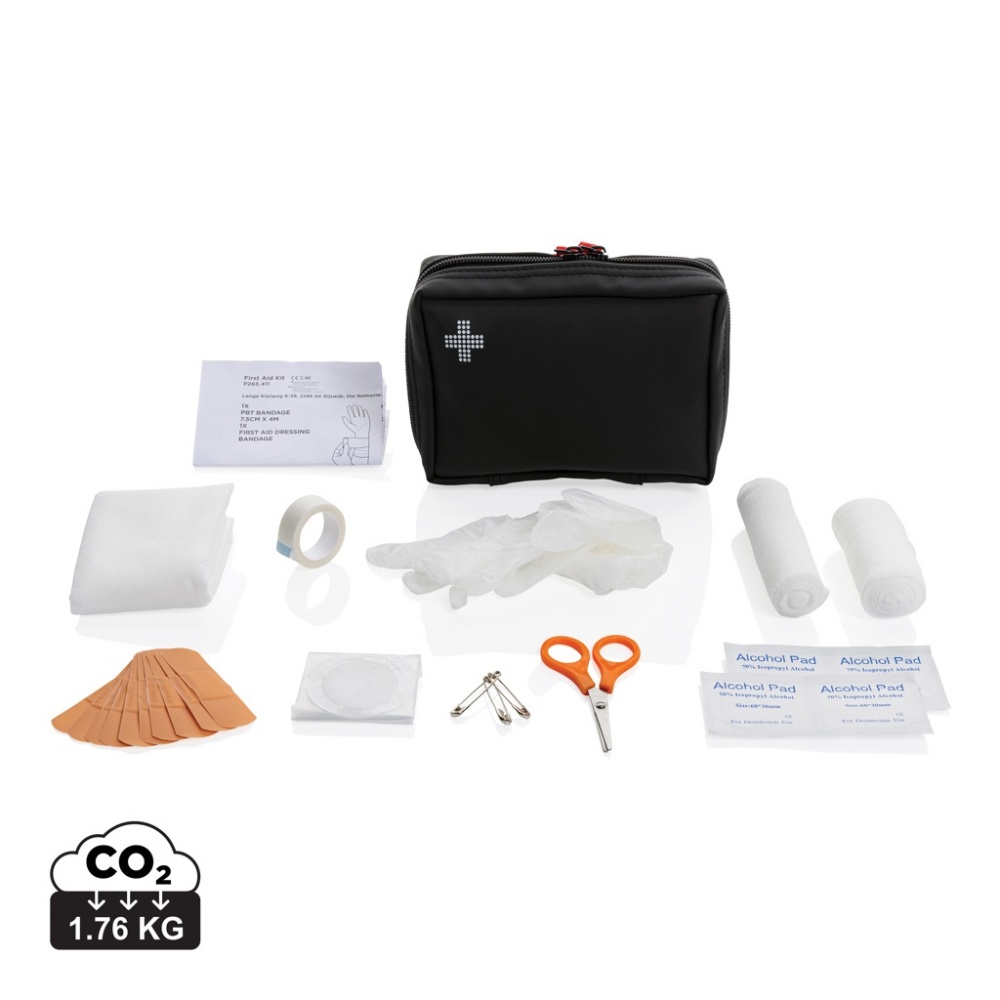 Logo trade promotional giveaways picture of: RCS recycled nubuck PU pouch  first aid set