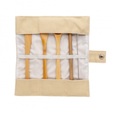 Logo trade promotional gift photo of: Reusable bamboo travel cutlery set