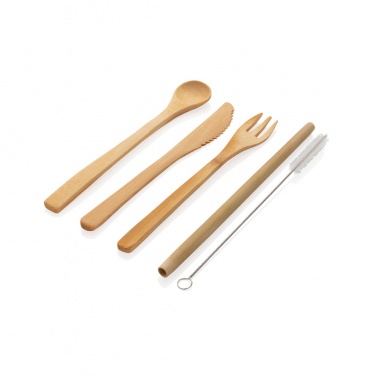 Logo trade promotional products image of: Reusable bamboo travel cutlery set