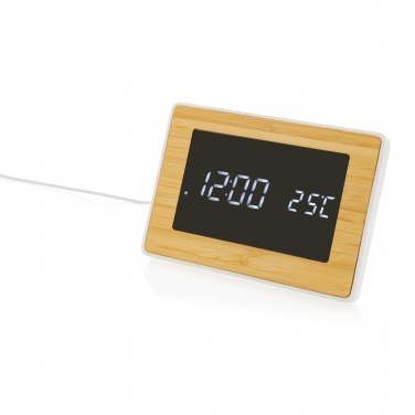 Logo trade promotional gifts picture of: Utah RCS recycled plastic and bamboo LED clock