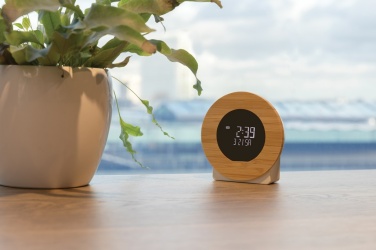 Logotrade promotional merchandise picture of: Utah RCS rplastic and bamboo LCD desk clock
