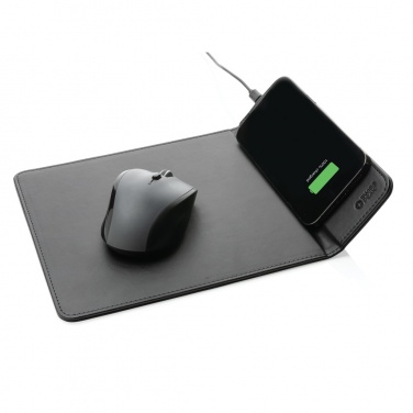 Logo trade promotional gifts picture of: Swiss Peak RCS recycled PU 10W wireless charging mousepad