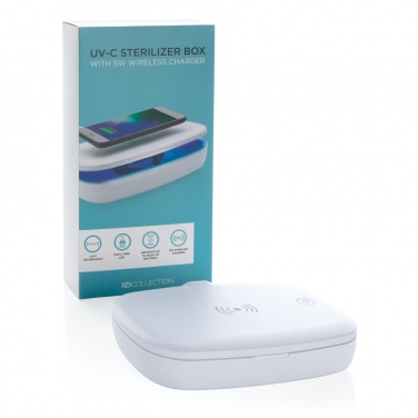 Logo trade promotional items image of: UV-C steriliser box with 5W wireless charger