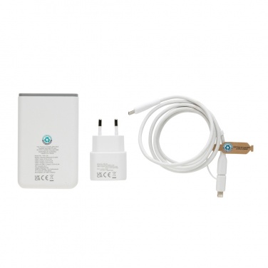 Logo trade promotional giveaways picture of: Surge RCS recyled PET 20W type C 3 pcs charging set