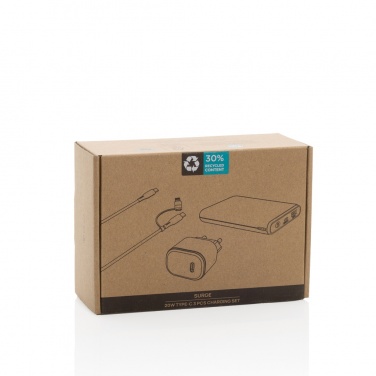 Logo trade promotional items picture of: Surge RCS recyled PET 20W type C 3 pcs charging set