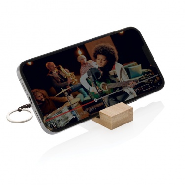 Logo trade promotional products picture of: Standkey bamboo keychain phone stand