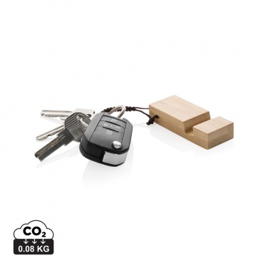 Logo trade corporate gift photo of: Standkey bamboo keychain phone stand