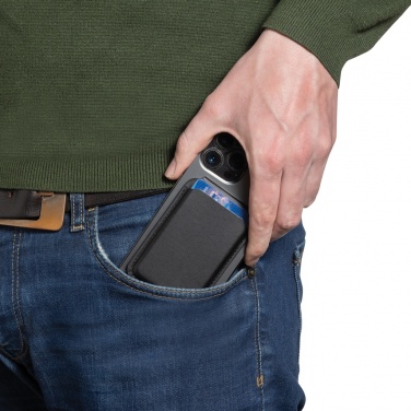 Logo trade business gifts image of: Magstand RCS recycled PU magnetic phone wallet with stand