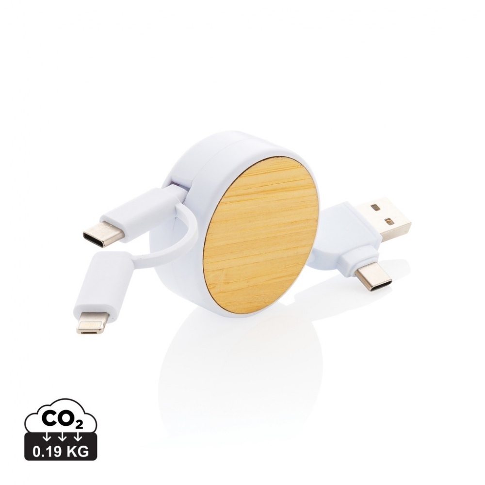 Logotrade promotional giveaway image of: RCS recycled plastic Ontario 6-in-1 retractable cable