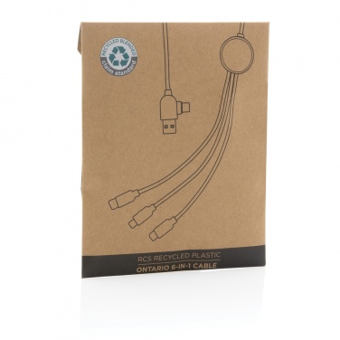 Logo trade business gifts image of: RCS recycled plastic Ontario 6-in-1 cable