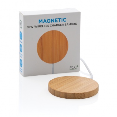 Logo trade promotional merchandise image of: 10W bamboo magnetic wireless charger
