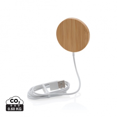 Logo trade promotional merchandise picture of: 10W bamboo magnetic wireless charger