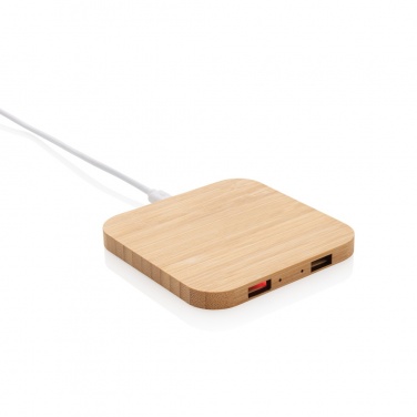 Logotrade advertising product picture of: Bamboo 5W wireless charger with USB