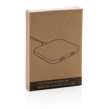 Logotrade business gifts photo of: Bamboo 5W wireless charger with USB