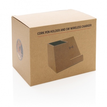 Logo trade promotional product photo of: Cork pen holder and 5W wireless charger
