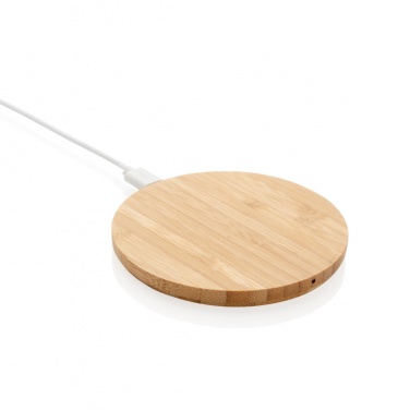 Logotrade promotional gift image of: Bamboo 5W round wireless charger