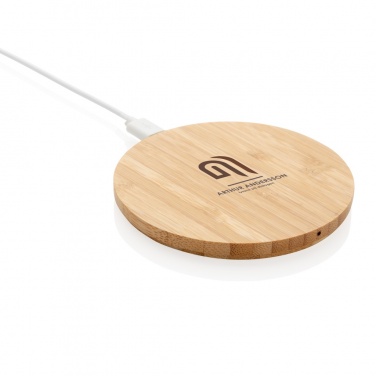 Logotrade promotional gift image of: Bamboo 5W round wireless charger