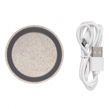 Logotrade corporate gift picture of: Wheat Straw 5W round wireless charging pad